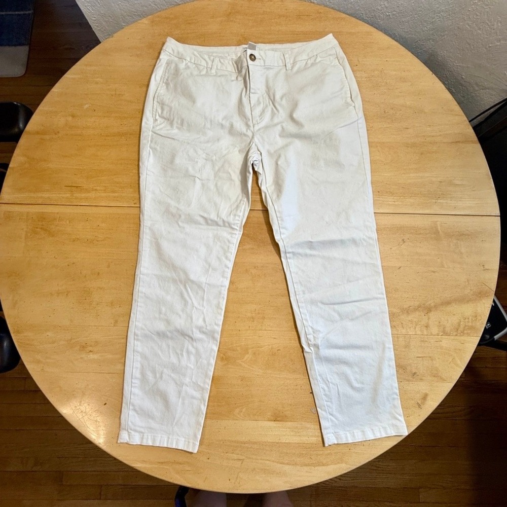Daily Ritual Cotton Stretch 4-Pocket High Rise White Dress Pants Women's Size 16